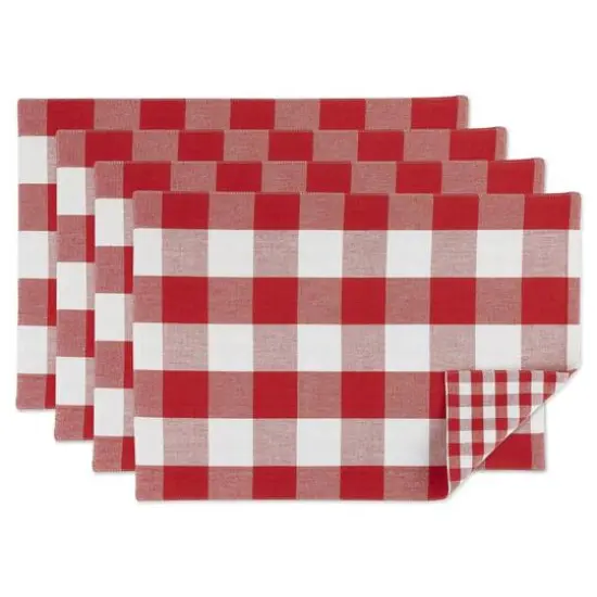 DII&reg; Reversible Gingham & Buffalo Check Placemat Set, 4ct. Black/White {2}