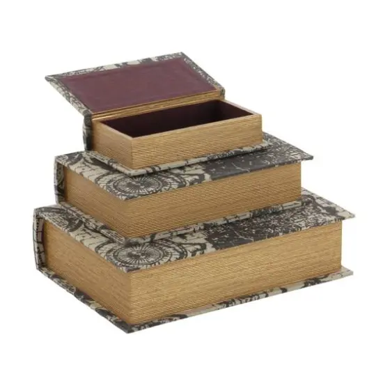 World Map Wooden Traditional Book Box Set {4}
