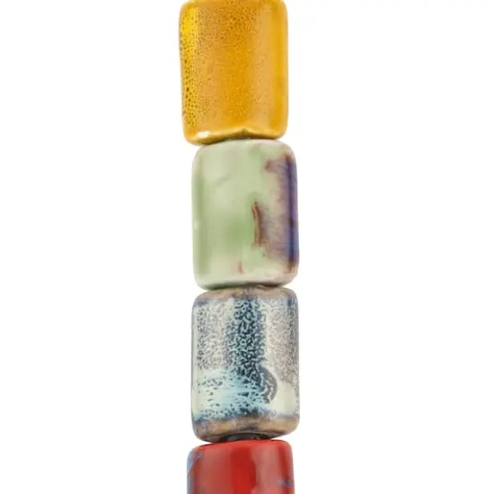 Multicolor Ceramic Puffed Rectangle Beads, 28mm by Bead Landing&trade; {1}