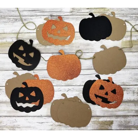 PA Paper&trade; Accents Chipboard & Glitter Pennant Pumpkins Set {3}