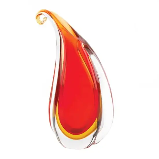 11" Red Curl Art Glass Vase {1}