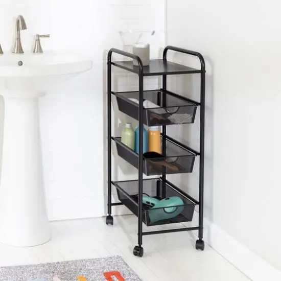 Honey Can Do Black Metal 3-Drawer Rolling Storage Cart {3}