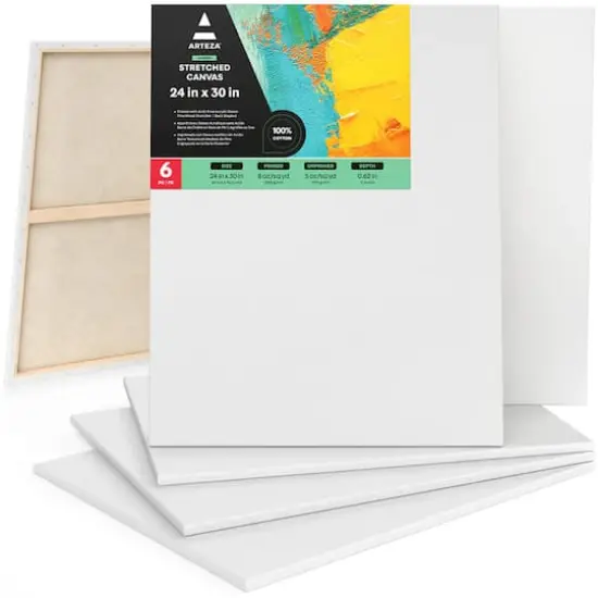Arteza&reg; 24" x 30" White Stretched Canvases, 6ct. {1}