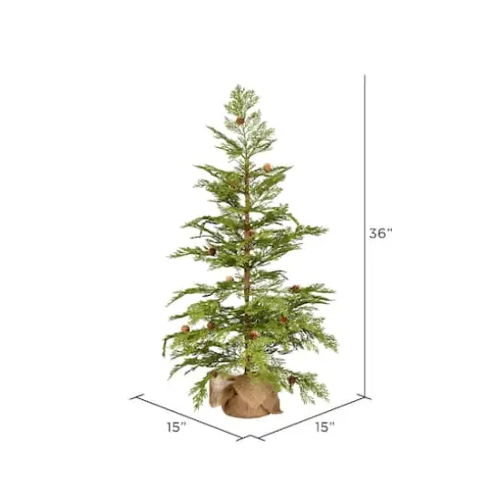 3ft. Unlit Cedar with Pinecones Artificial Christmas Tree in Burlap Base {4}