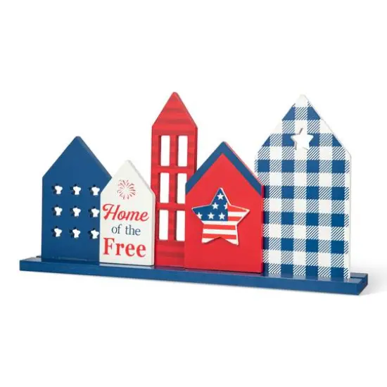 Glitzhome&reg; 16" Wooden Patriotic America House Table D&eacute;cor {7}