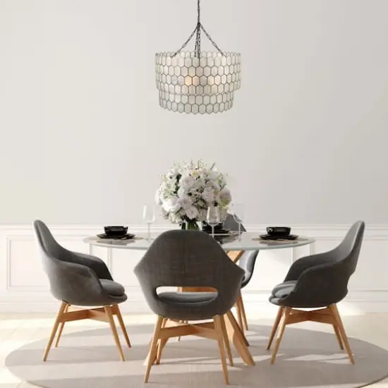 Hello Honey&reg; Capiz 2-Tier Honeycomb Chandelier Black {3}