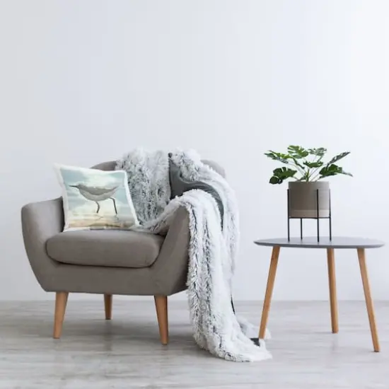 Stupell Industries Sandpiper Bird Along Shallow Beach Shoreline Throw Pillow, 18" x 18" {3}