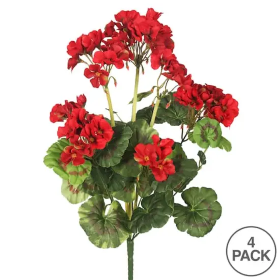 20" Artificial Red Geranium Bush, 4ct. {5}