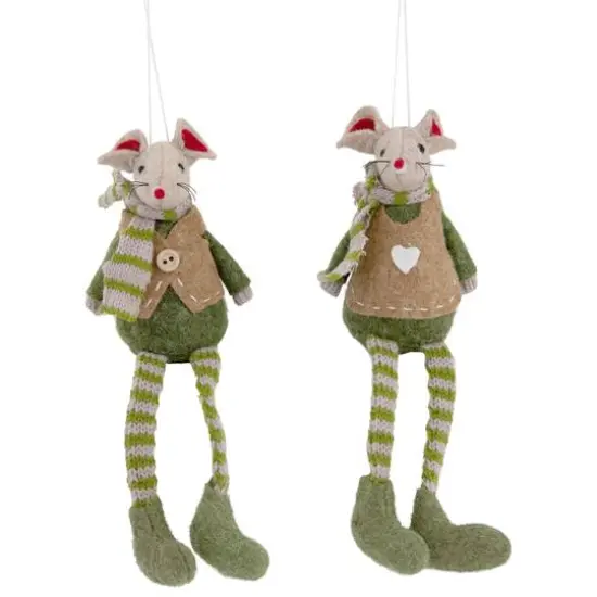 7.5" Boy & Girl Mice Christmas Ornaments Set {6}