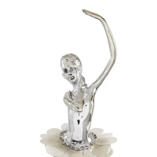 Set of 3 Silver Polystone Glam Dancer Sculpture, 10.75", 11.75", 11.75" {6}