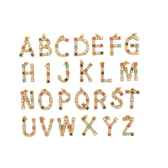 Blue Moon Studio&trade; Gold-Colored Alphabet Stone Charm Set {3}