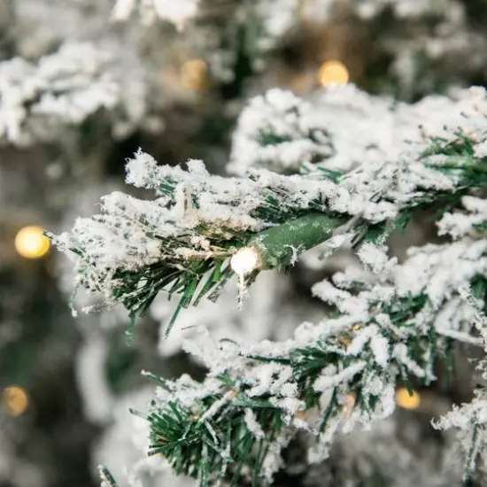 9ft. Pre-Lit Flocked Pine Artificial Christmas Tree, Warm White LED Lights {6}