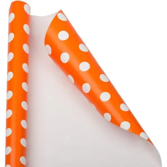 JAM Paper Polka Dot Gift Wrap Set, 2ct. Orange with White Polka Dots {1}