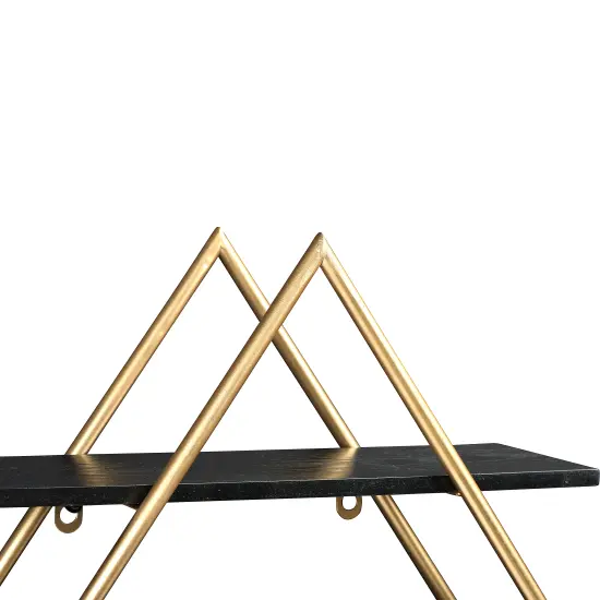 Hello Honey&reg; Wood & Gold Diamond Wall Shelf Black {6}