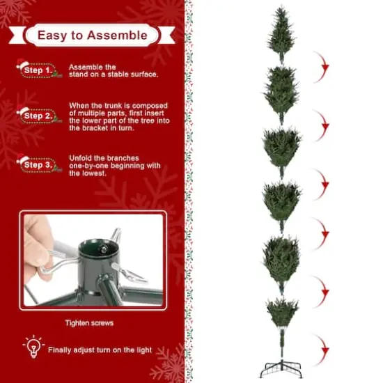 Glitzhome&reg; 15ft Pre-Lit Green Slim Fir Artificial Christmas Tree, Multicolor LED Lights {8}