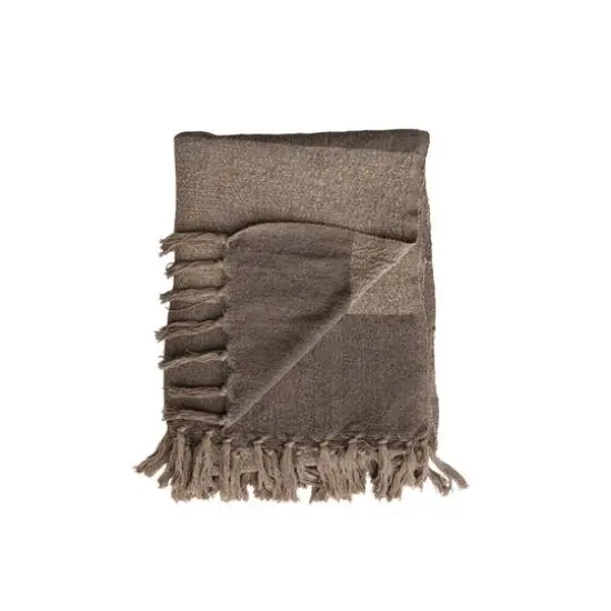 Hello Honey&reg; Beige & Brown Savannah Stripe Cotton Blend Throw with Fringe {6}