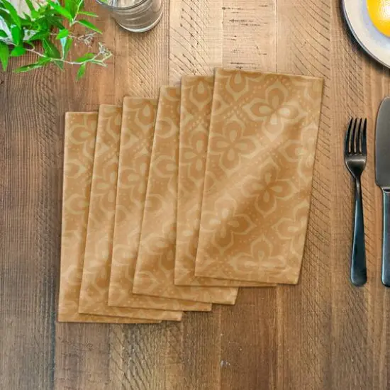 Yellow Medallion Pattern 10" x 10" Cotton Twill Napkin {4}