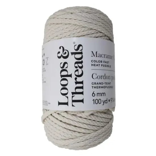 6mm Heat Fusible Macram&eacute; Cord by Loops & Threads&reg; Lambs Wool {1}