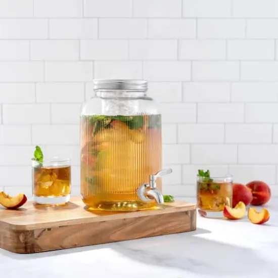 JoyJolt&reg; 1 gal. Glass Fluted Drink Dispenser {3}