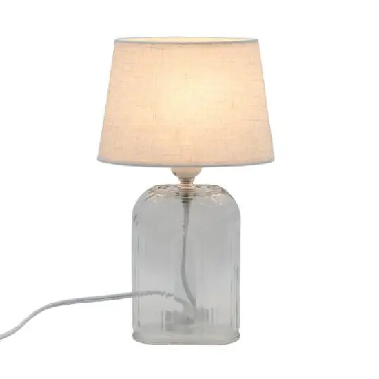 14" Ribbed Arches Glass Tabletop Lamp with Fabric Shade by Ashland&reg; Clear {3}
