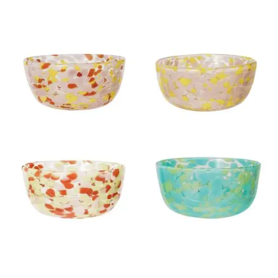 Hello Honey&reg; 4.5" Multicolor Round Glass Bowls with Pattern Design Styles, 4ct. {1}