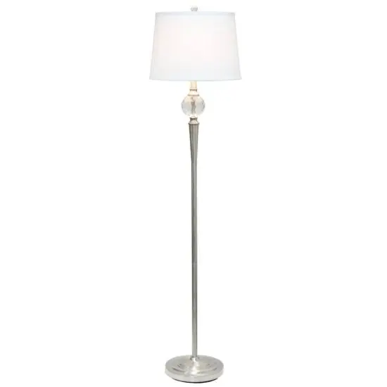 Lalia Home Brushed Nickel Crystal Drop Table and Floor Lamp Set {12}