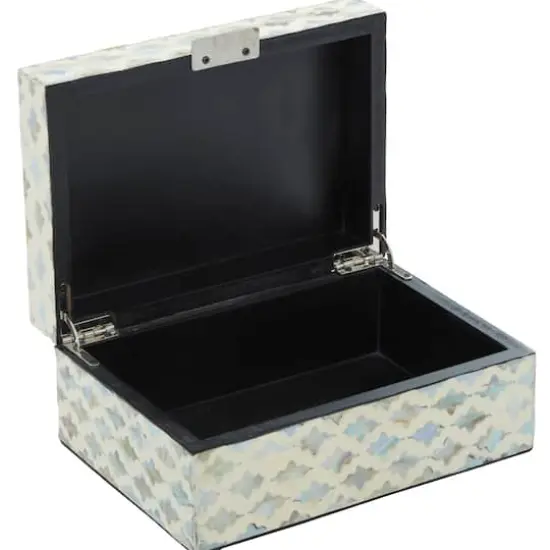 Coastal Rectangular White Wooden Zigzag Decorative Box Set {5}