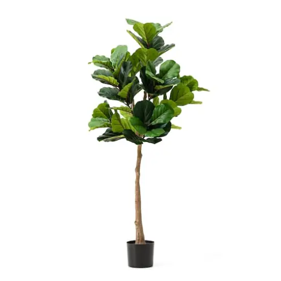 Glitzhome&reg; 5ft. Faux Fiddle Leaf Fig Tree in Pot {1}
