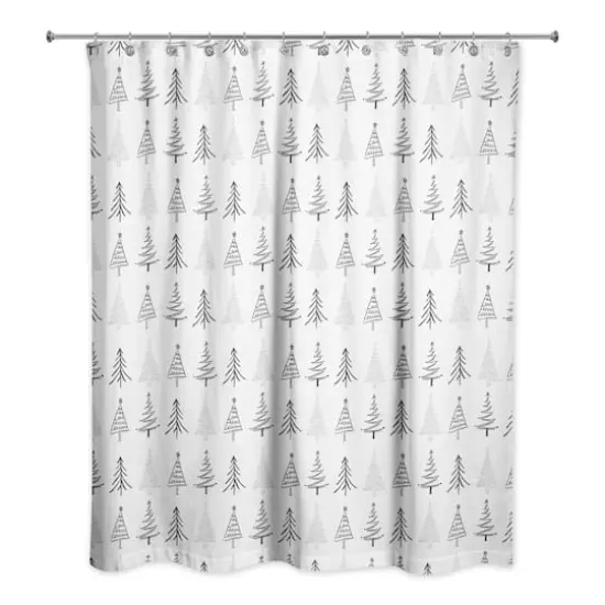 Designs Direct Christmas Tree Sketches 71" x 74" Shower Curtain {1}