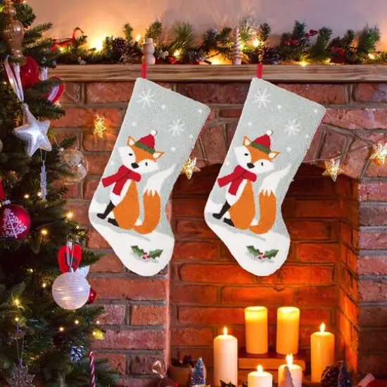 Glitzhome&reg; 20" Fox Christmas Stockings, 2ct. {3}