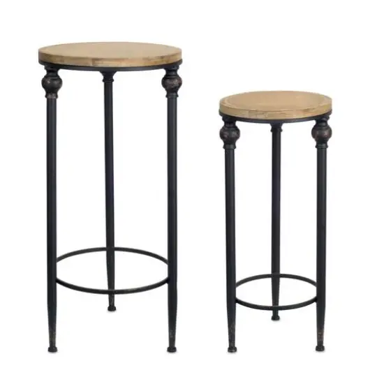 Metal & Wooden Table Set, 22.5" & 26.75" {1}