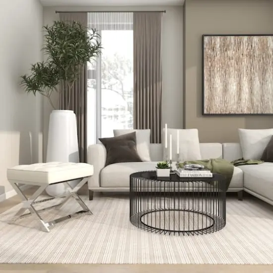 19" Leather Stool with Stainless Steel Supports White {16}