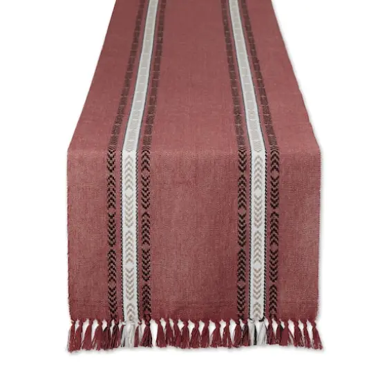 DII&reg; 72" Dobby Striped Fringe Ribbed Table Runner Dobby Clay {1}
