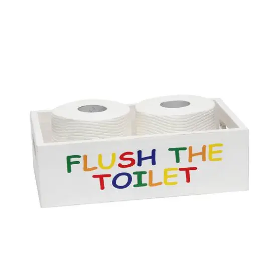 Elegant Designs Large White Wash Kids Towel Holder, Frame & Toilet Paper Holder Set {10}