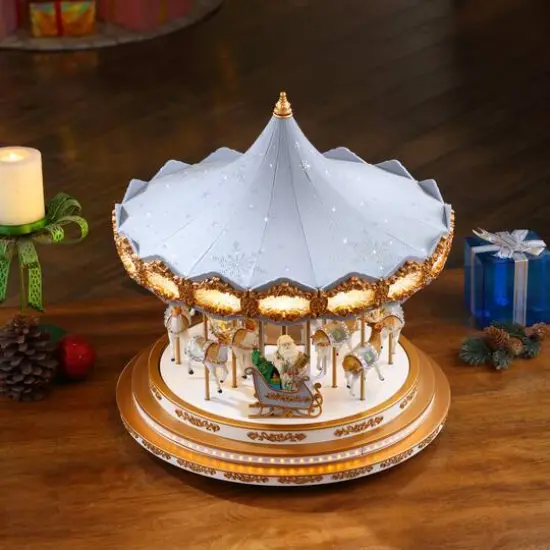 90th Anniversary Collection 17" Ice Blue Animated & Musical LED Crystal Carousel Accent {7}
