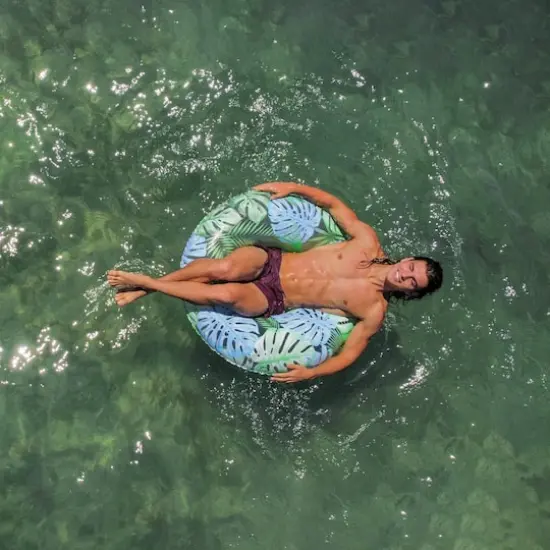 PoolCandy Resort Collection Jumbo Pool Tube with Palm Print {3}