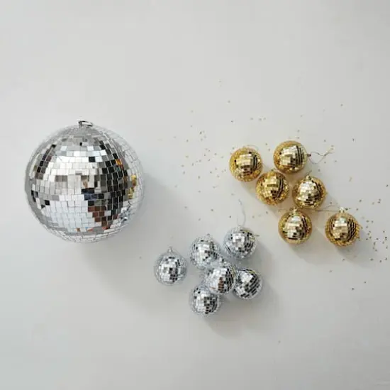 Hello Honey&reg; 6 Pack 3.5" Silver Glass & Foam Disco Ball Ornaments {3}