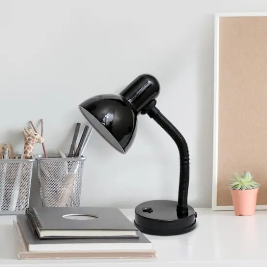 Simple Designs 14.5" Basic Metal Desk Lamp with Flexible Hose Neck Black {4}