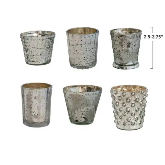 Hello Honey® Antique Silver Mercury Glass Votive Holder Set {4}