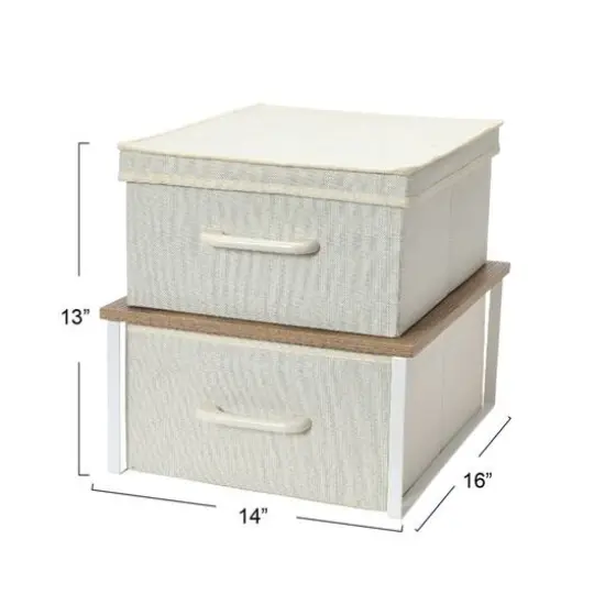 Household Essentials Stacking Storage Boxes Set Coastal Oak {7}