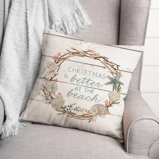 Christmas is Better by the Beach Throw Pillow {3}