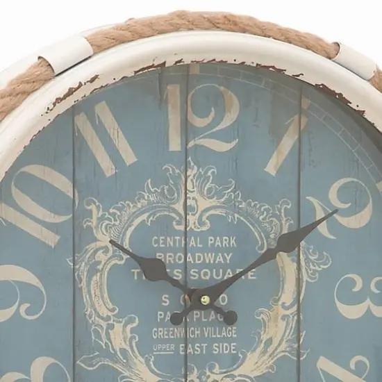 17" Blue Metal Coastal Wall Clock {4}