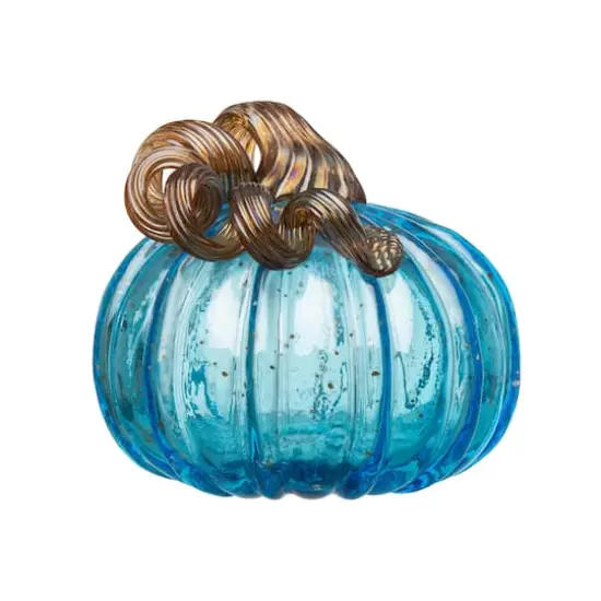 Glitzhome&reg; Blue Glass Pumpkin Set {5}