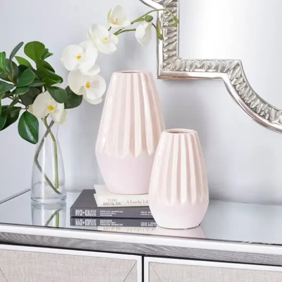 Pink Ceramic Contemporary Vase Set {8}