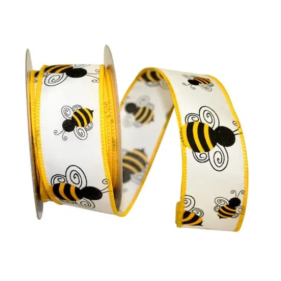 Reliant 1.5" x 10yd. Wired Bumble Bees Ribbon {1}