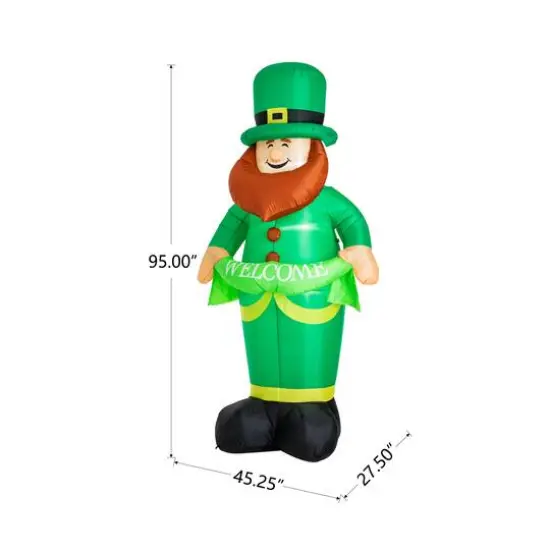 Glitzhome&reg; 8ft. Lighted St. Patrick's Day Leprechaun Inflatable D&eacute;cor {8}