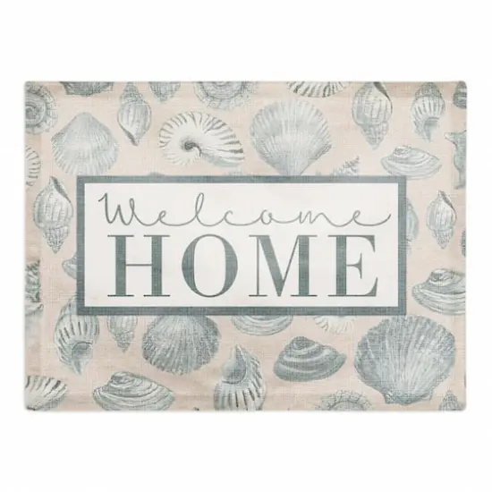 Welcome Home Multi Shell Cotton Twill Placemat Blue/Blush {1}