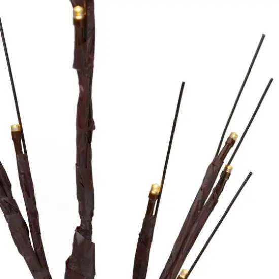 24" Pre-Lit Brown Birch Twig Artificial Tree, Warm White LED Lights {5}