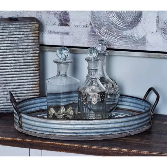 Gray Metal Farmhouse Tray Set {10}