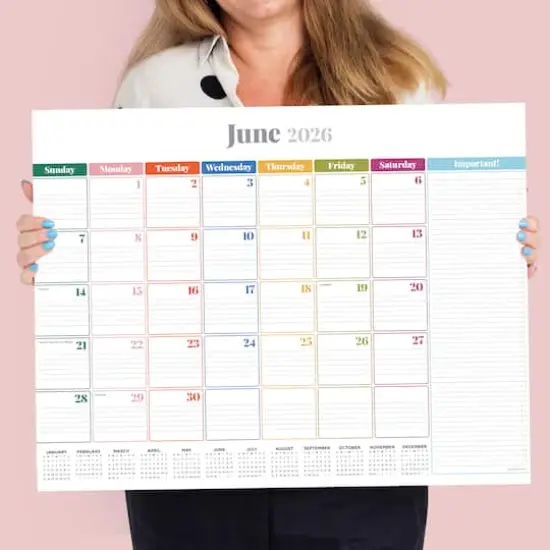 2026 Rainbow Blocks Large Desk Pad Monthly Blotter Calendar {6}